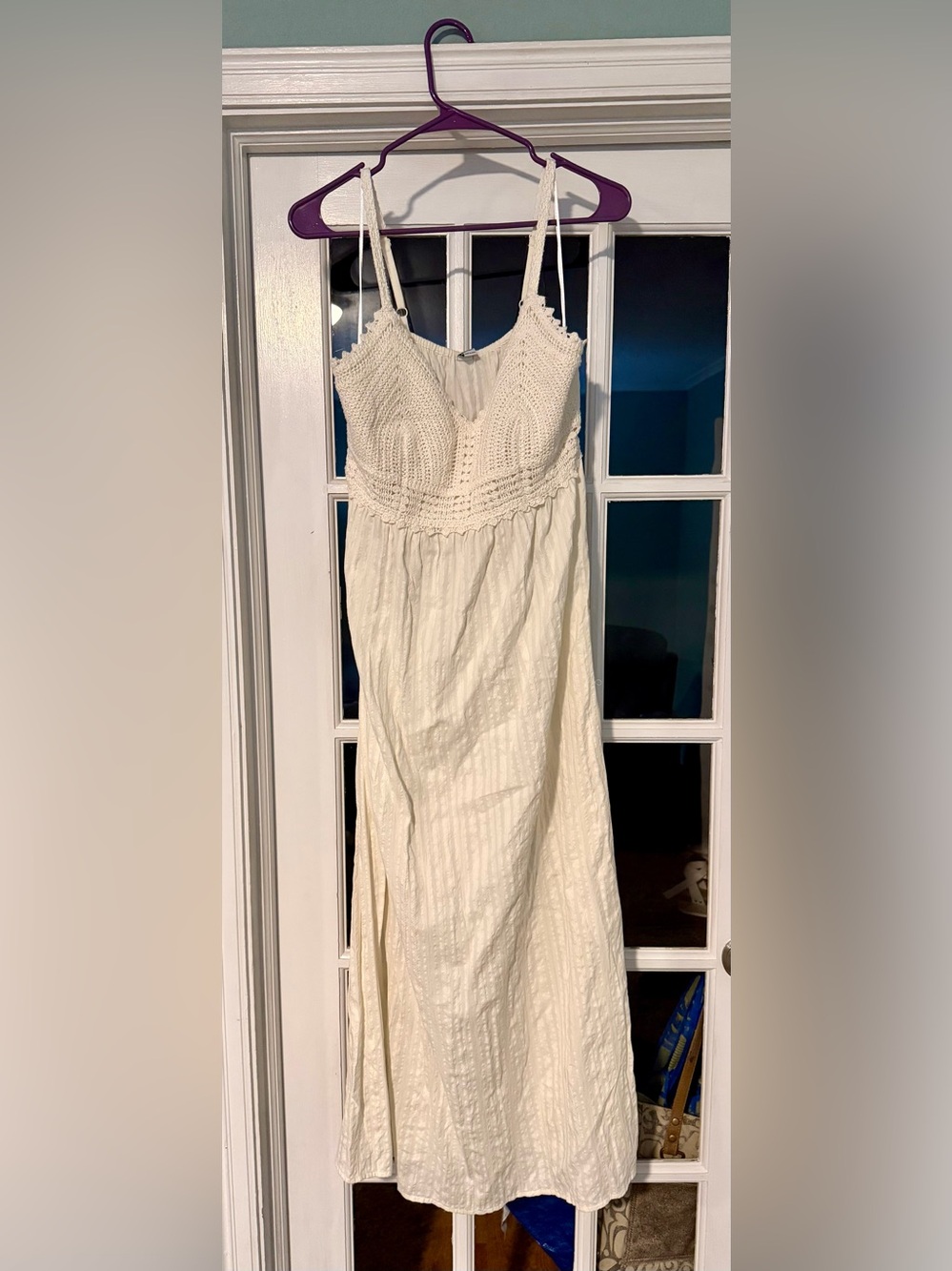 Old Navy Cream Crochet Bodice Maxi Dress
